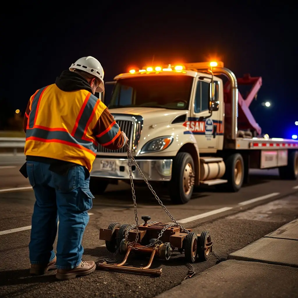 A clean, well-maintained flatbed tow truck ready for dispatch in Denver.