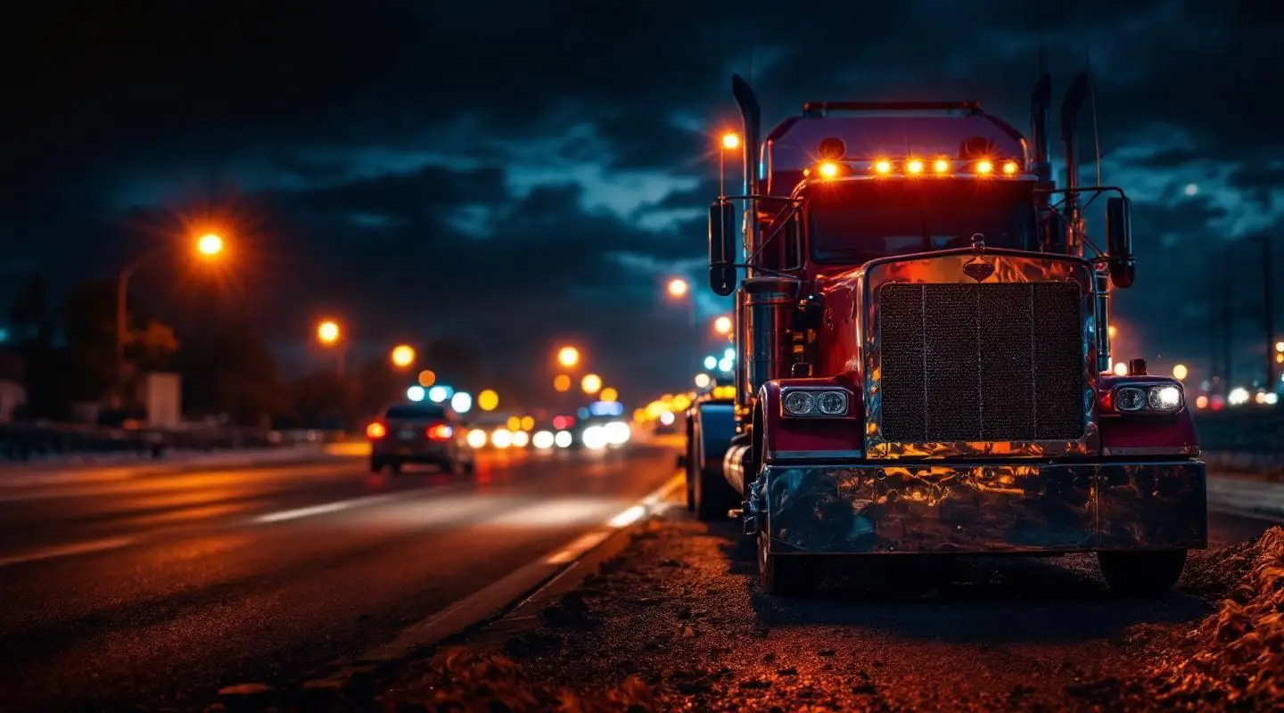 A flatbed tow truck loading a disabled vehicle at night on Sheridan Boulevard in Arvada with amber warning lights.